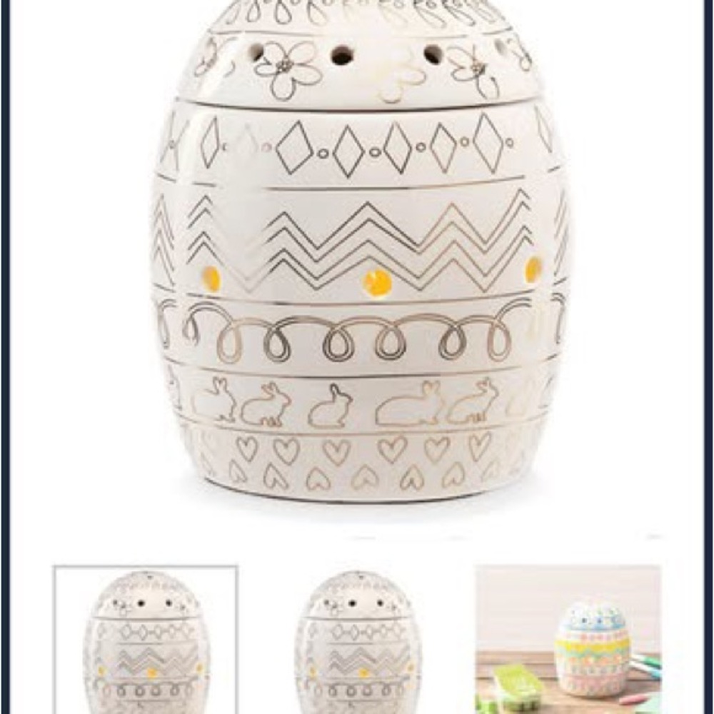 Scentsy White Ceramic Egg Candle Holder